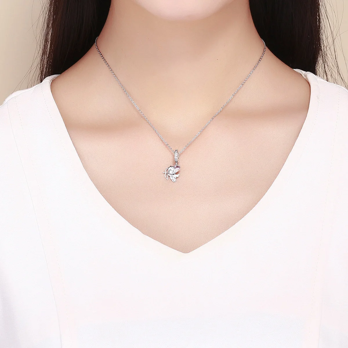 

100% 925 Sterling Silver Love Cupid Charms Pink CZ Lover Pendant fit Girls Bracelets DIY Jewelry Making Girlfriend Gift