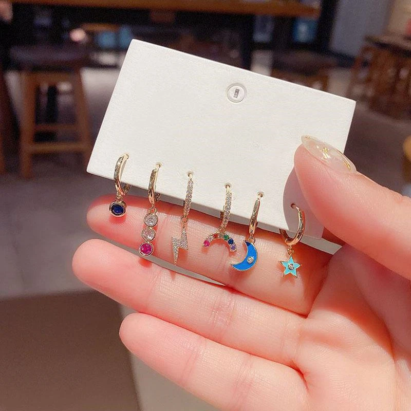 

Женские серьги в виде звезды и Луны CANNER, серьги из стерлингового серебра 925 пробы, серьги-кольца, свадебные украшения