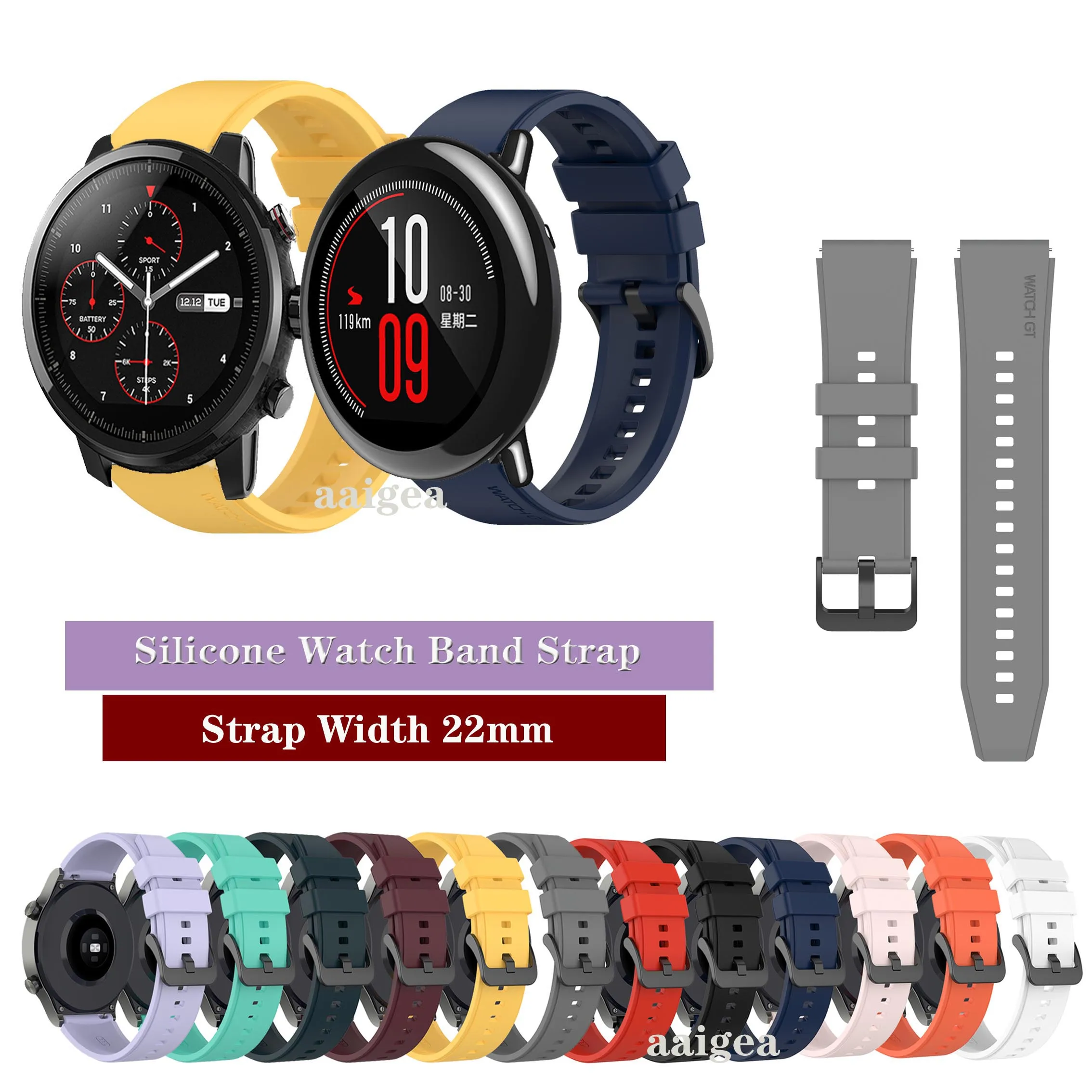 

Ремешок силиконовый 22 мм для Huami Amazfit Stratos 2 2S 3 Pace, сменный спортивный браслет