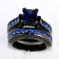 milangirl ful stone hot style blue stone black cz zircon engagement jewelry eternity women band stacking rings