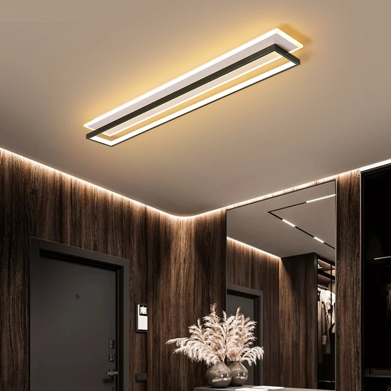 

Led Aisle Ceiling Lamp Modern Golden Corridor Passageway Entrance Light Cloakroom Long Strip Balcony Living Room Lights Lighting