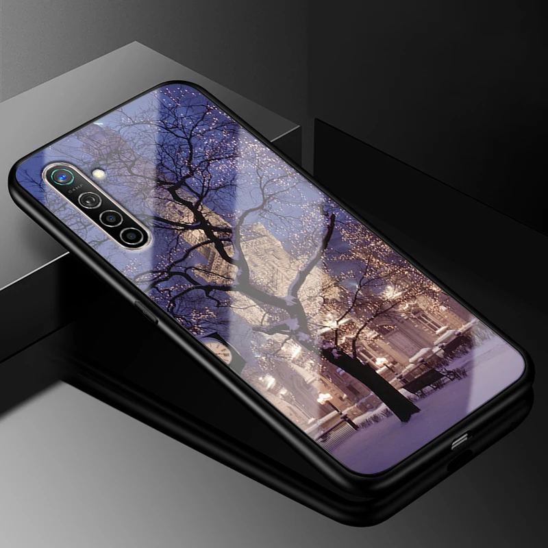 Для OPPO Realme X2 чехол 6,4 ''модный стеклянный Жесткий Чехол для задней панели телефона чехол s для OPPO Realme XT силиконовый бампер