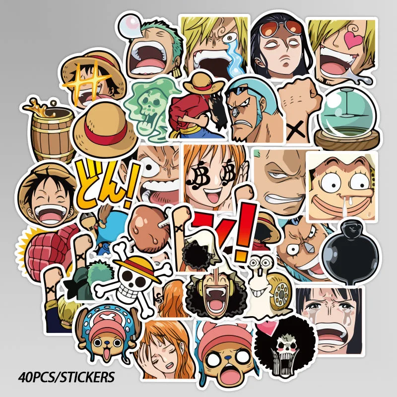 

10/40pcs/pack ONE PIECE Luffy Stickers Anime Sticker Notebook Motorcycle Skateboard Computer Mobile Phone Cartoon Toy Trunk