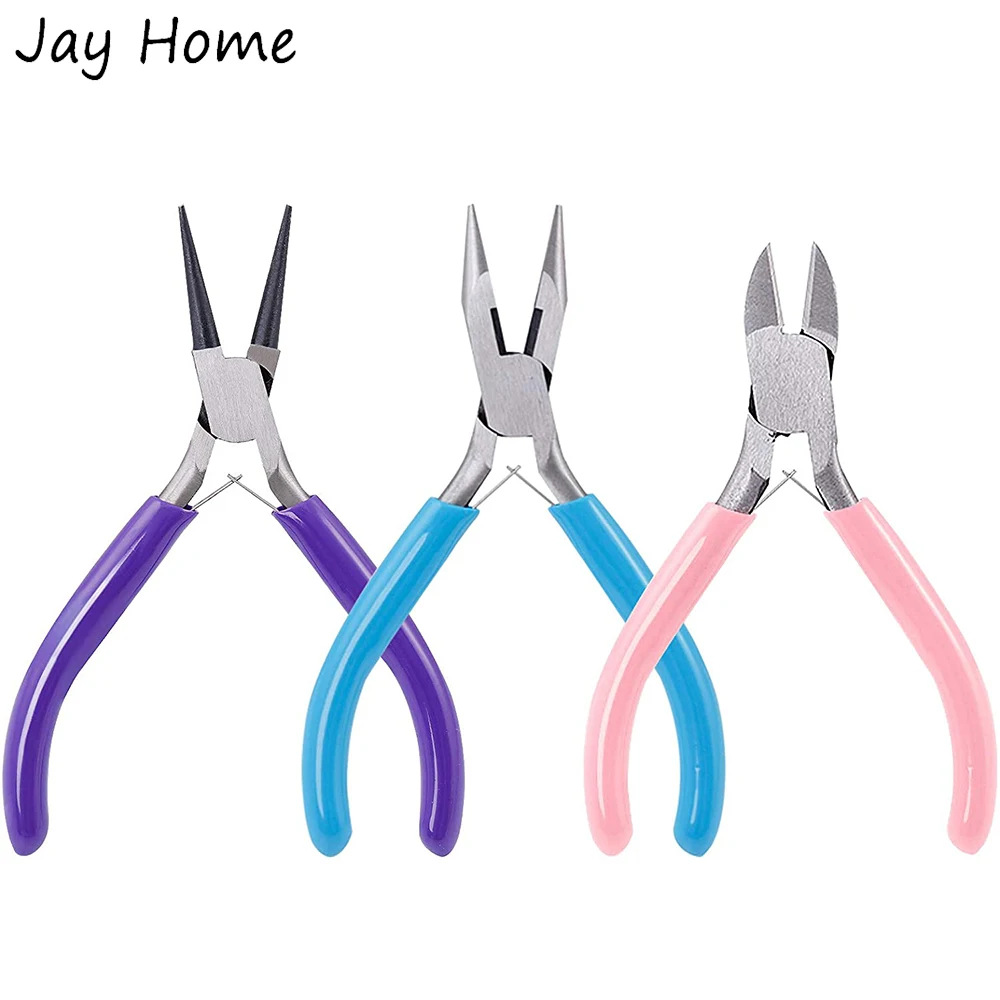 

3Pcs Zipper Repair Pliers Set DIY Crafts Making Pliers Needle Nose /Round Nose/Bent Nose Plier Wire Cutters for Beading Sewing