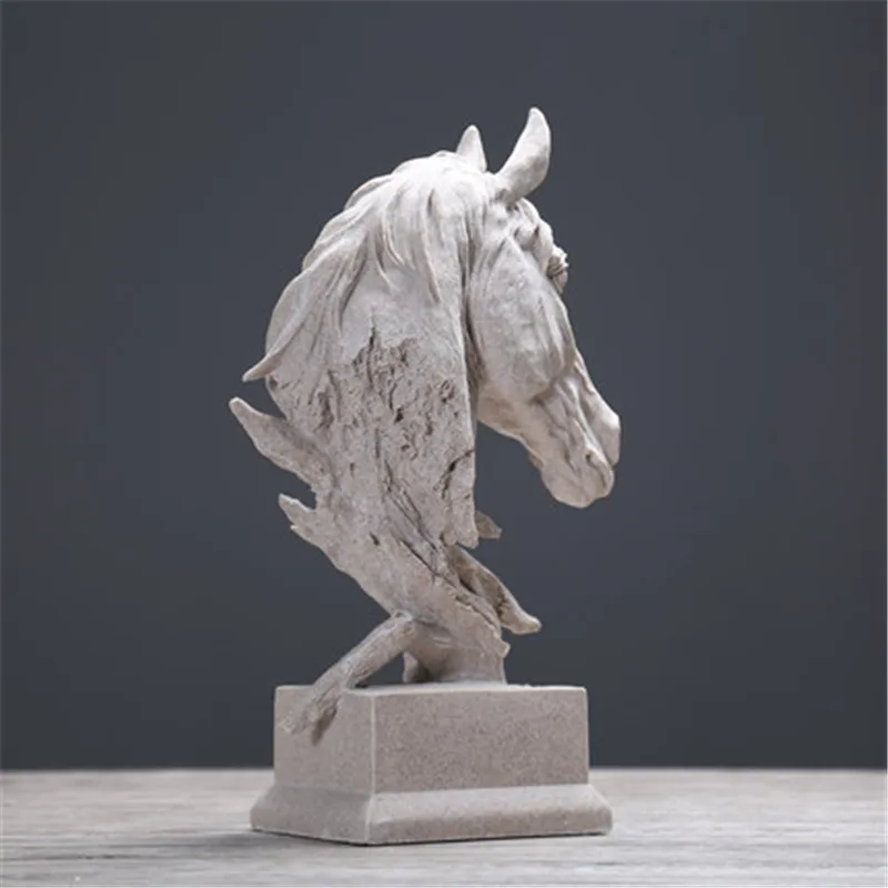 

Sales Creative Decoration Horse Head Sculpture Animal Shape Living Room Bookcase TV Stand Sandstone Crafts Para Casa Decor L3324