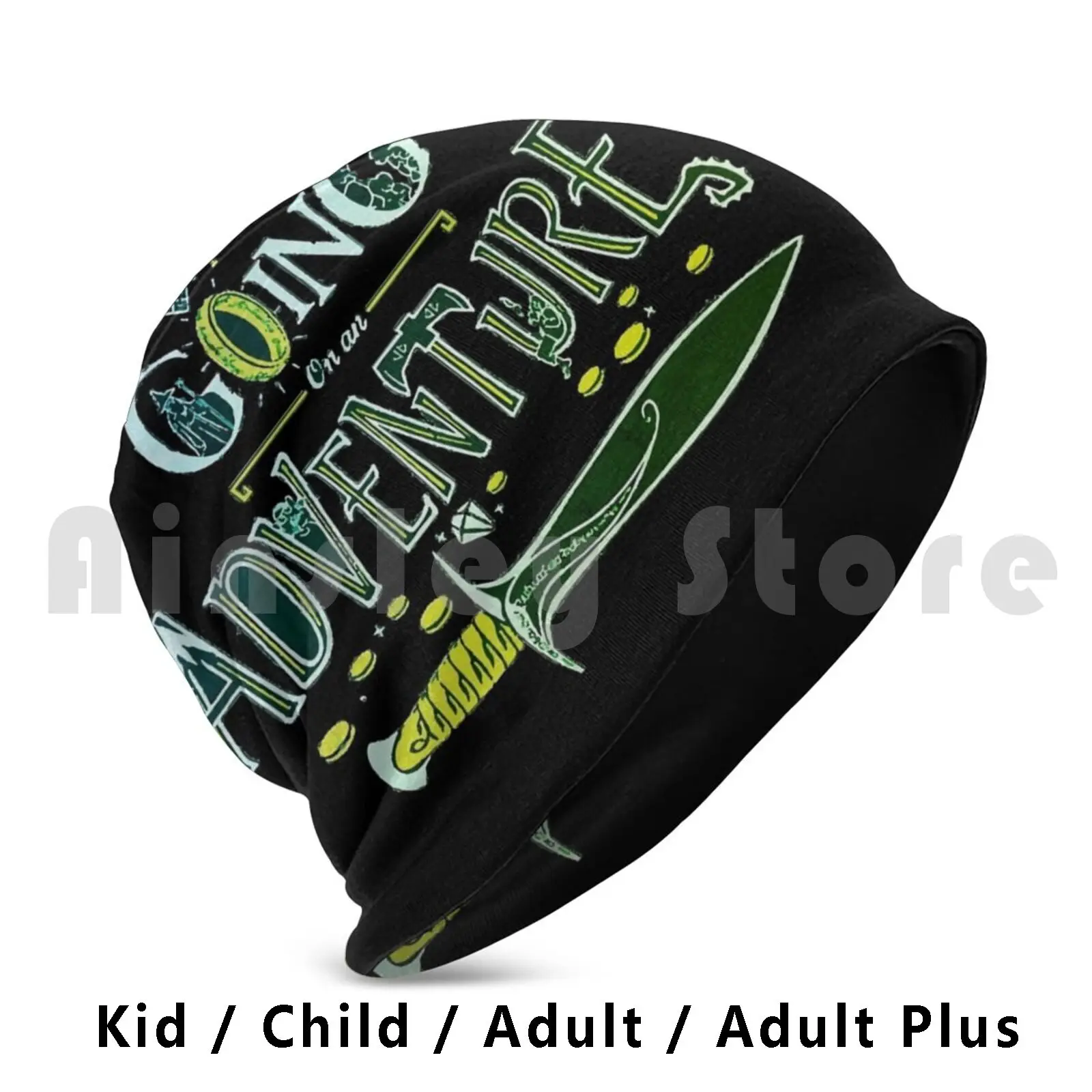 Я отправляюсь в приключение в зеленом издании шапки Beanies Knit Hat Hip Hop Jrr Tolkien Camp Thurman Facecovering.
