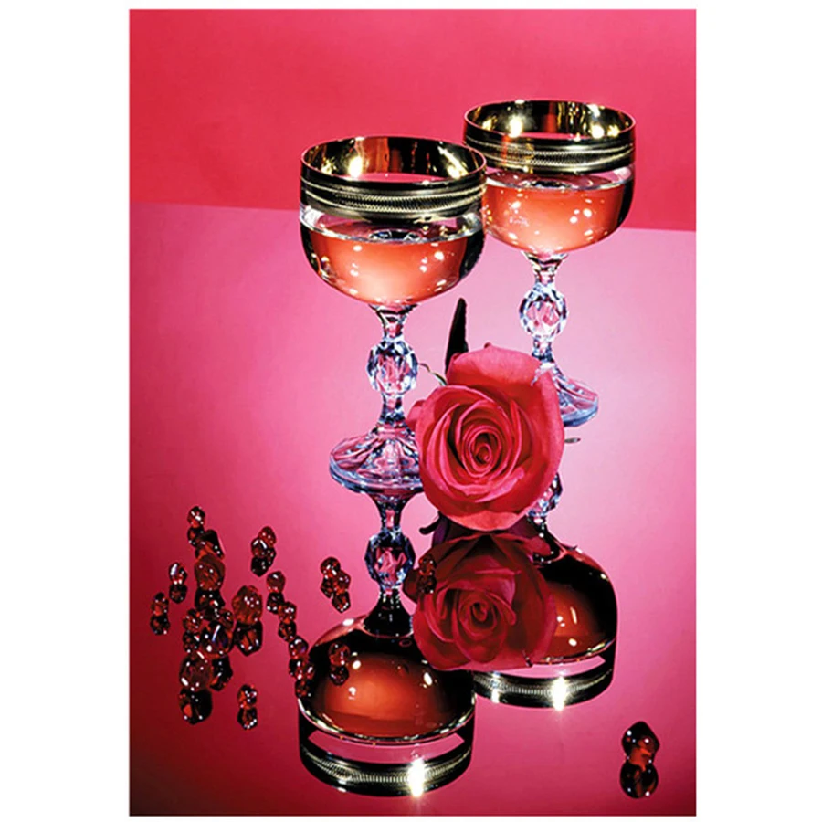 

Полноразмерная 5D алмазная живопись «сделай сам», бокалы вина, цветы, розы, набор для алмазной вышивки, мозаика, искусство, ландшафт, украшени...