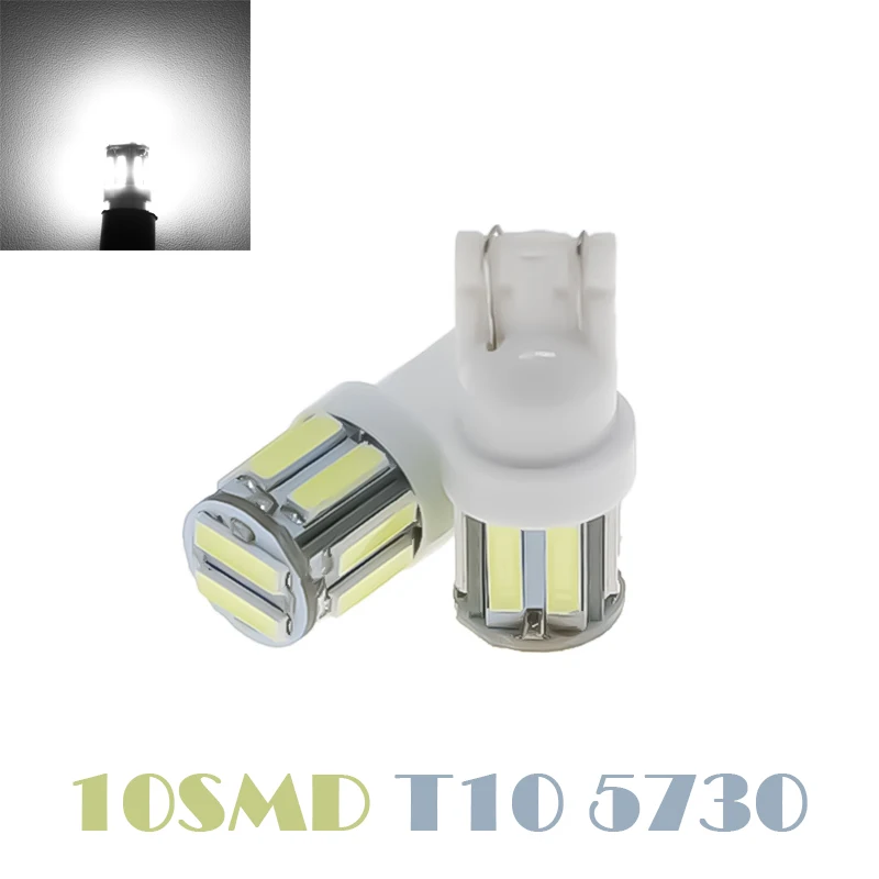100 шт. 194 t10 W5W светодиодный Белый 7020 10SMD Клин Светильник лампы smd 12V хвост боковые