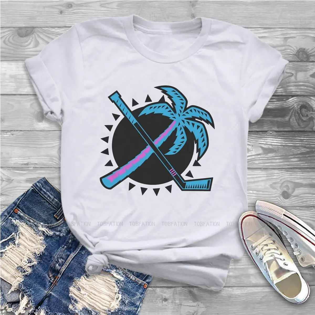 Футболка Майами для женщин и девушек Повседневная Мягкая свободная футболка |