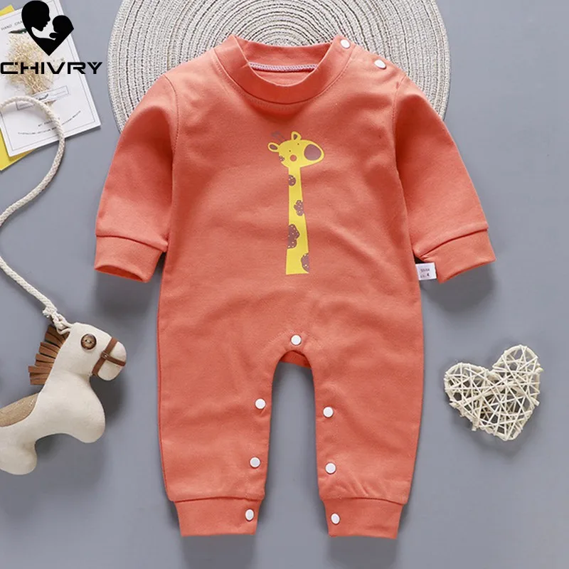 

New 2021 Spring Newborn Baby Boys Girls Rompers Long Sleeve Cute Striped Cartoon Print Jumpsuit Toddler Playsuit Infant Clothing