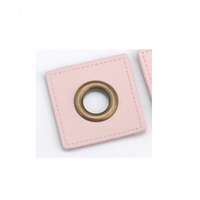 Pink bronze eyelets 30 шт./лот 27 мм квадратный белый/розовый/Мятный ПУ кожа пришить значки патч этикетки+ Внутренний 8 мм Металлические латунные люверсы втулки - Цвет: Pink bronze eyelets