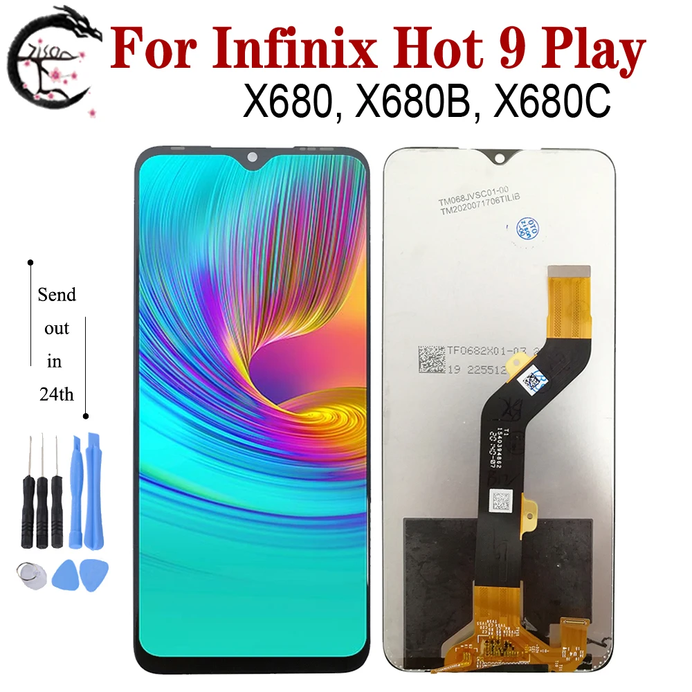 ЖК-дисплей 6,82 дюйма с рамкой для Infinix Hot 9 Play, экран X680 X680B X680C, сенсорный дигитайзер в сборе, Hot9 play, запасные части