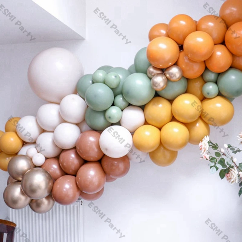 

Doubled Ginger Latex Balloons Sage Green Balon Garland Arch For Birthday Party Home Decoration Orange Ball Kit Background Decor