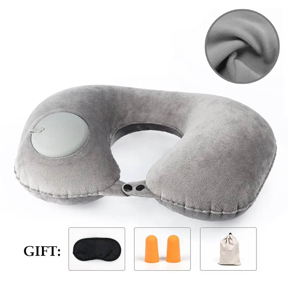 Надувная дорожная подушка для поддержки шеи U образная бархатная надувная с