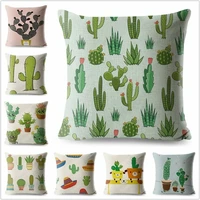 cactus cartoon plant square cushion cover for sofa home decorative printed throw