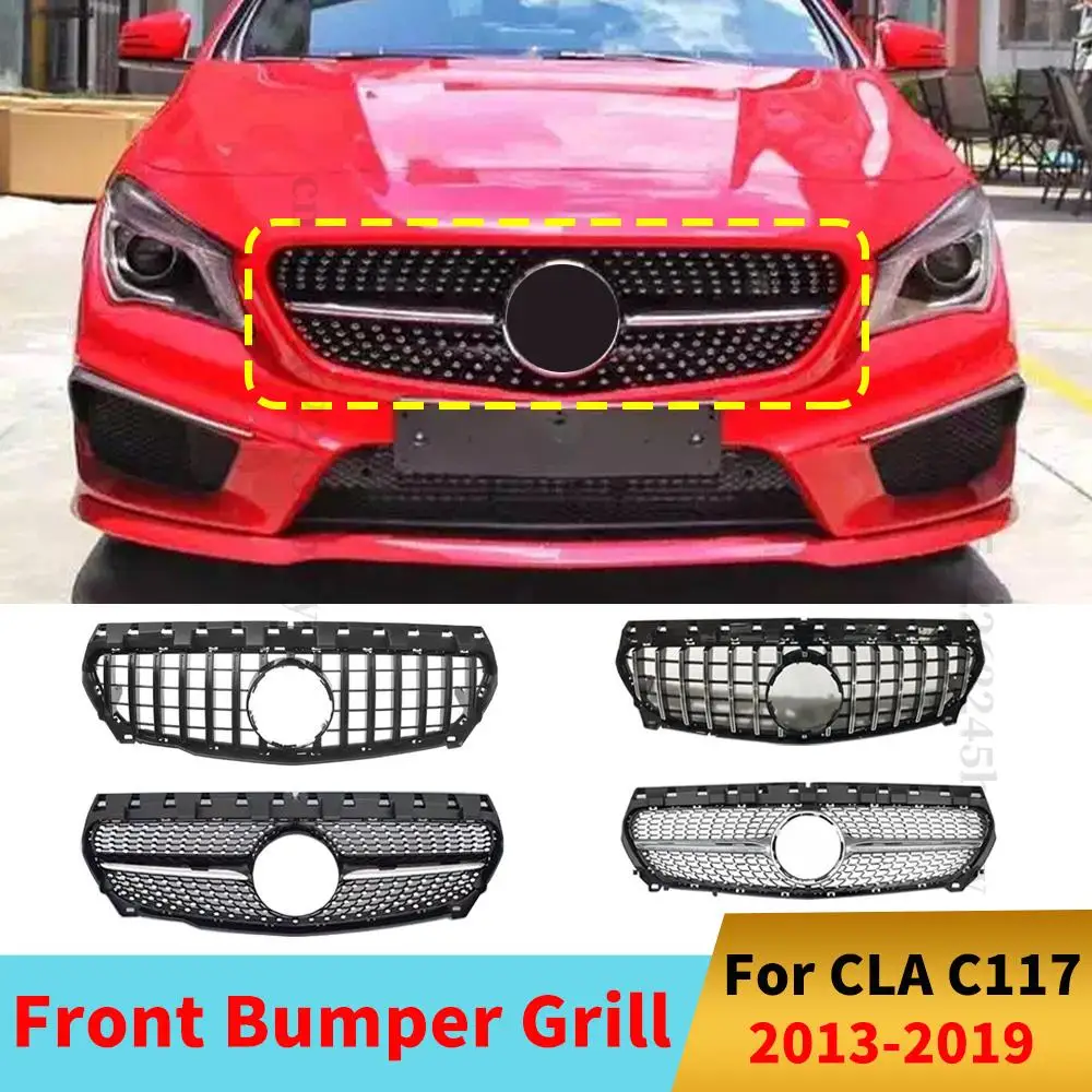 

Front Grille Racing Grill For Mercedes Benz CLA C117 2013-2019 Diamond GT Hood Mesh Decoration Tuning Accessories Trim Facelift