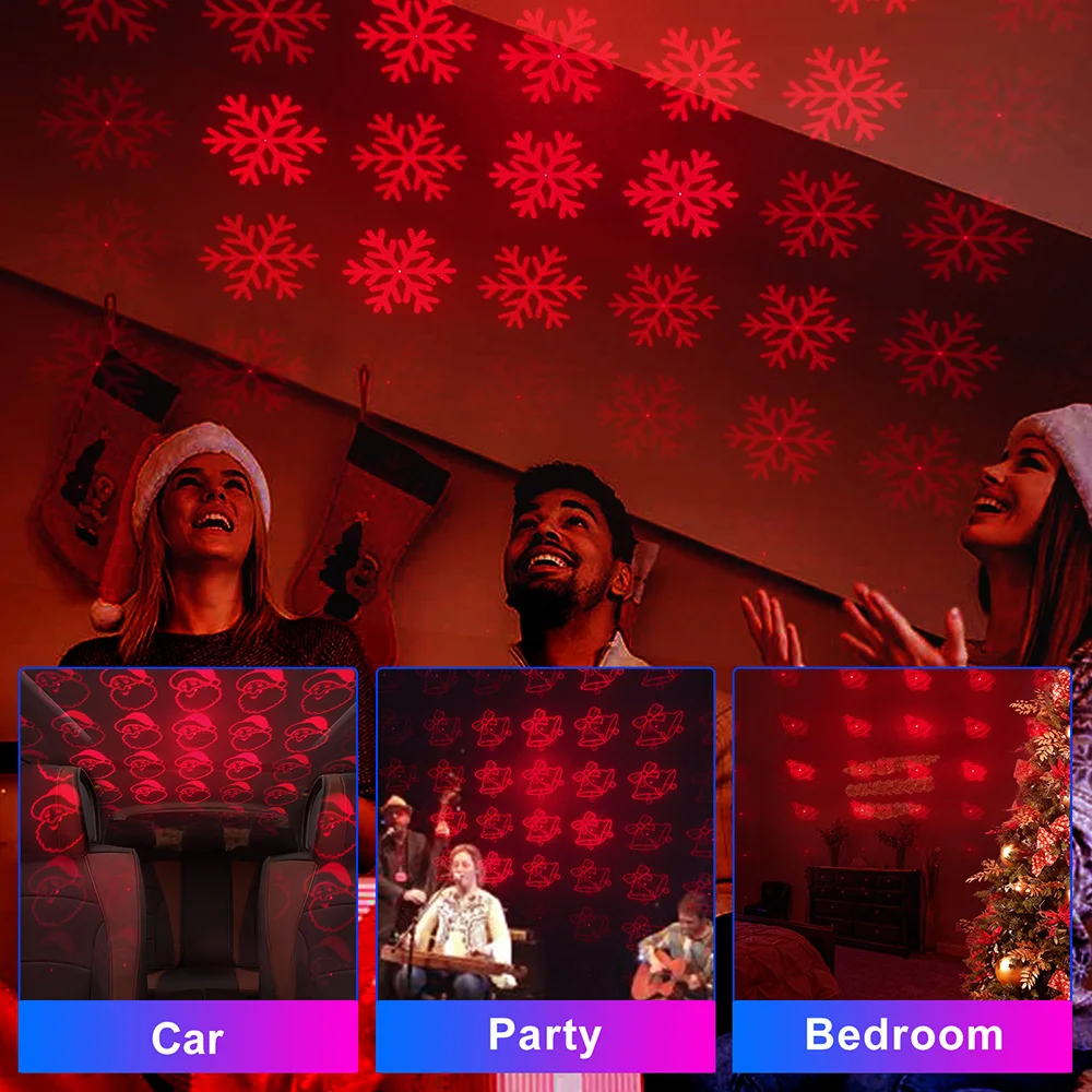 Рождественский узор светодиодный атмосферный светильник для автомобиля 12 В