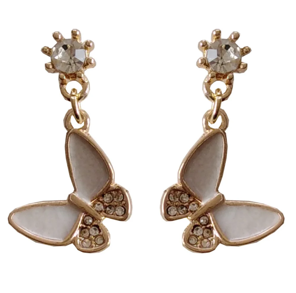 

2020 Girly Fun Insect Butterfly Shape Stud Earrings Playful and Cute Inlaid zircon Temperament Earrings