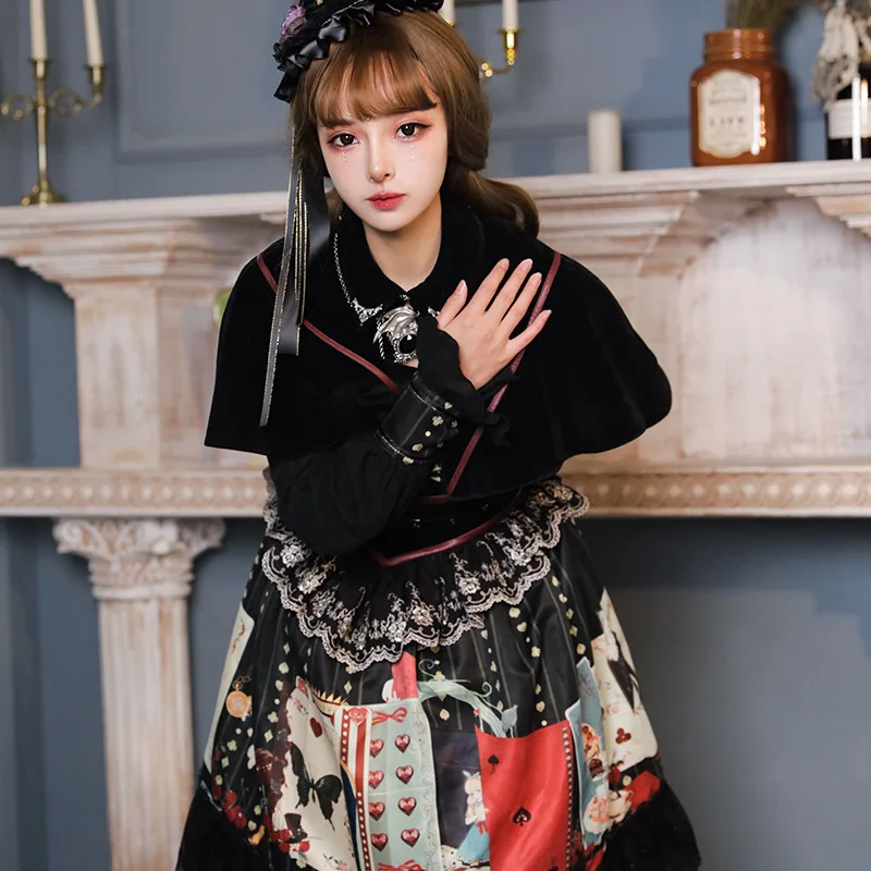 

Lolita Princess Skirt Cosplay Lovely Lolita Cake Black Dress Sleeve Puffy Skirt Court Retro Lolita Dress New