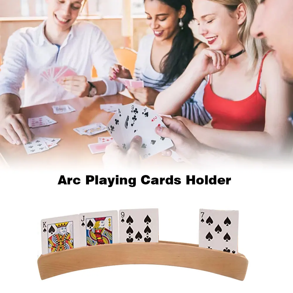 

1pc Wooden Hands-Free Playing Card Holder Family Board Games Poker Seat Lazy Poker Base Drop Shipping Cards Holder Deck Game