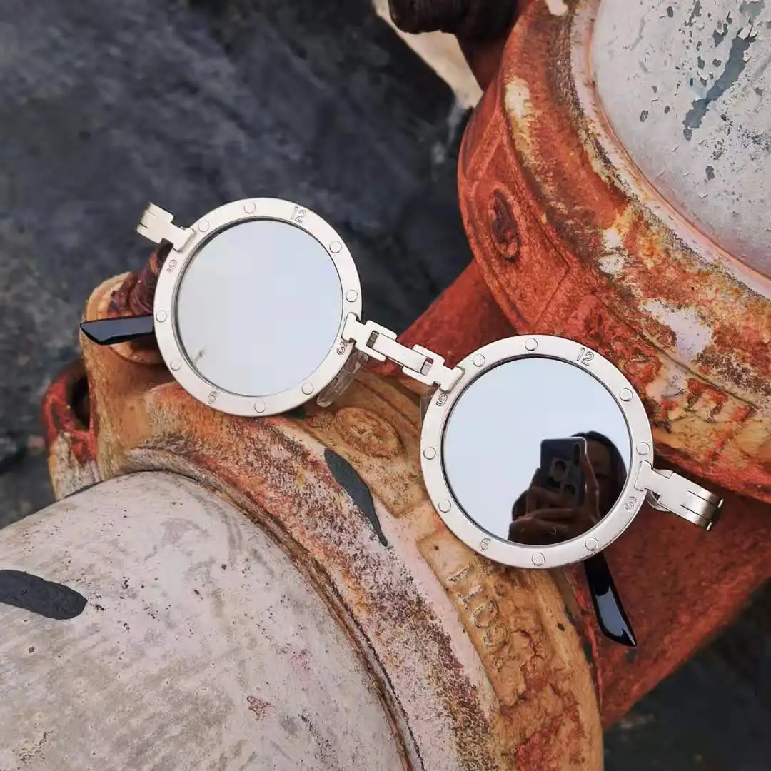 Круглые металлические солнцезащитные очки в стиле стимпанк мужские и женские