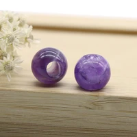 hot natural stone amethysts beads big hole spacer crystal bead for jewelry making diy women necklace bracelet accessories