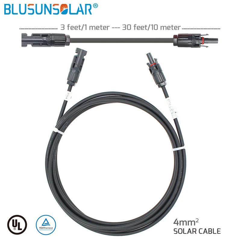 

20 Pcs /Lot Solar Cable Extension 1 Meter Kit With SOLAR PV Connectors 4mm2 (12AWG) Solar Panel Cable LJ0160