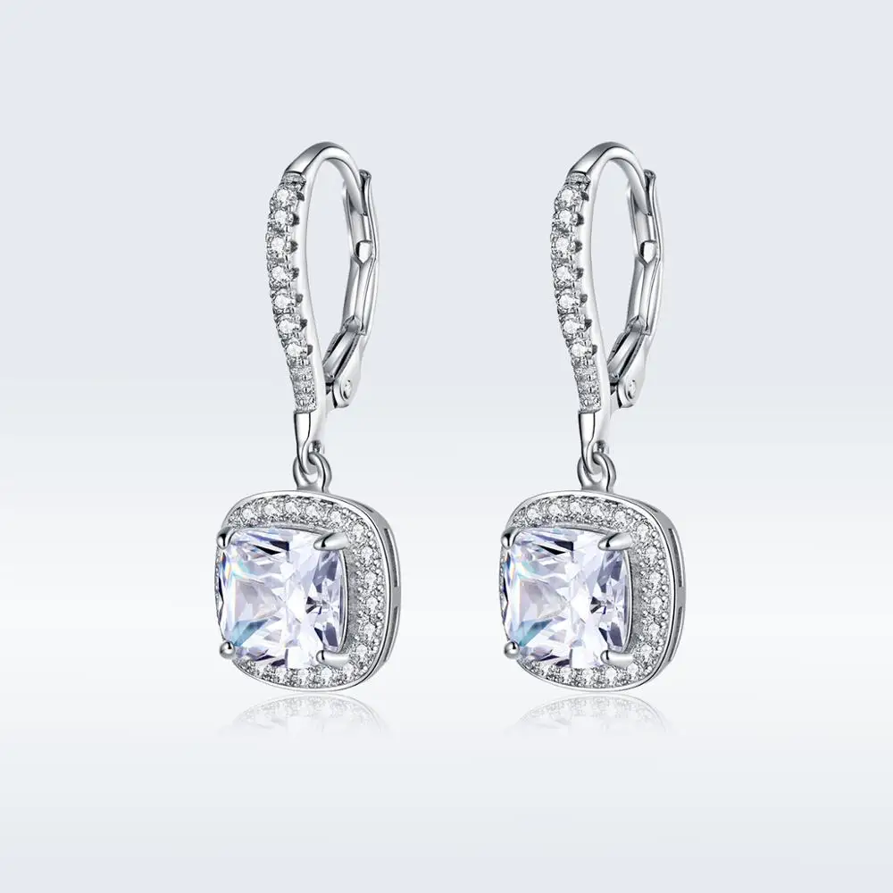 

High Quality Fashion Luxury Crystal Zircon 925 Sterling Silver Earrings Fine Jewelry For Women Wedding And Party Gift
