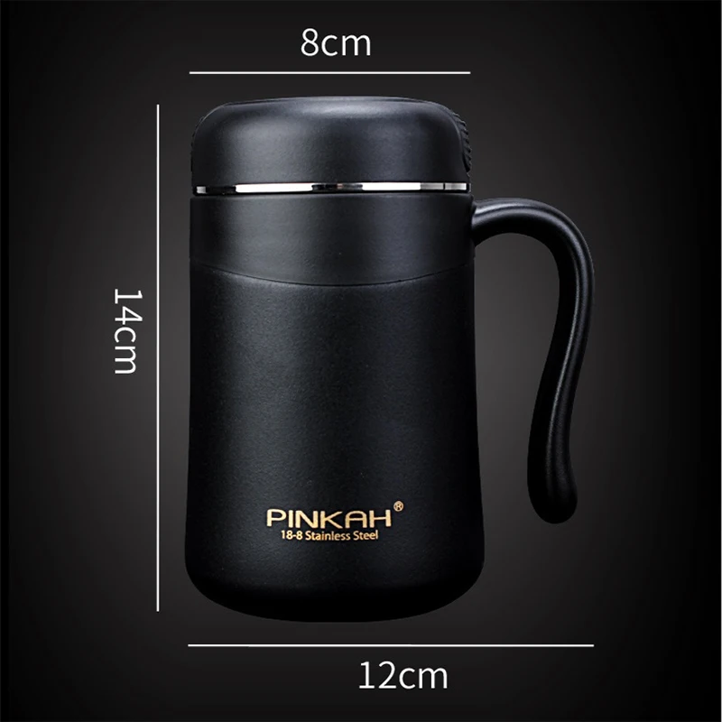 

Slap-up Tea Thermos With Filter 380ml Home Insulated Coffee Cup Office Water Cup 304 Stainless Steel Handgrip Vacuum Desk Mug