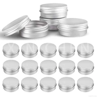 50pcs empty silver aluminum tins cans screw top round candle spice jars with screw lid store containers 5g 10g 15g 20g 30g 50g