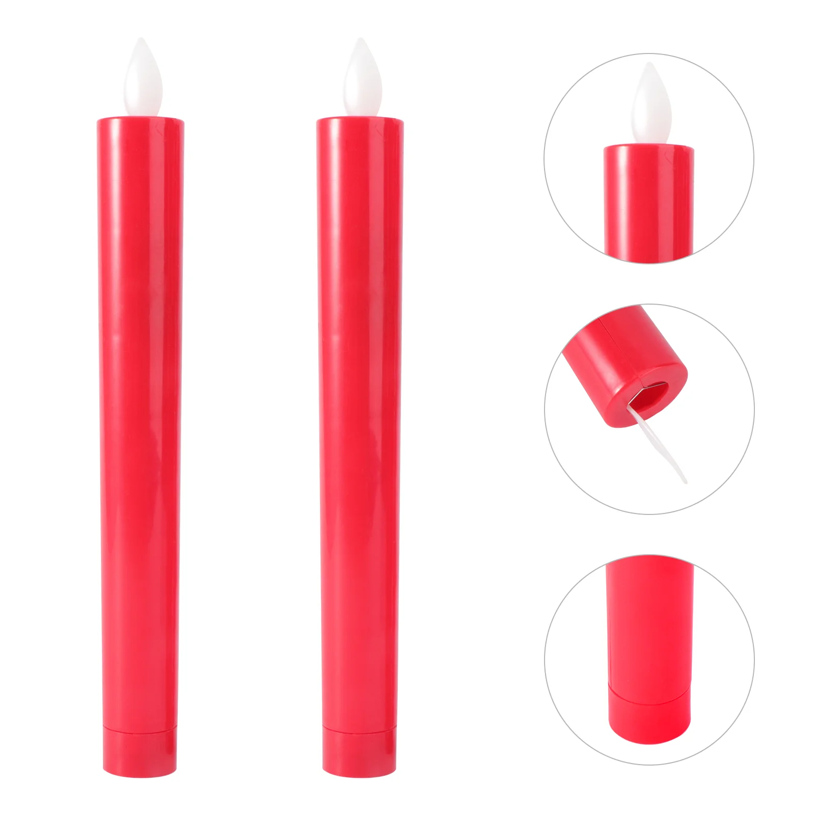 

1 Pair Flameless Candle Flickering Smokeless LED Candle for Home Wedding Decoration Without Battery Red
