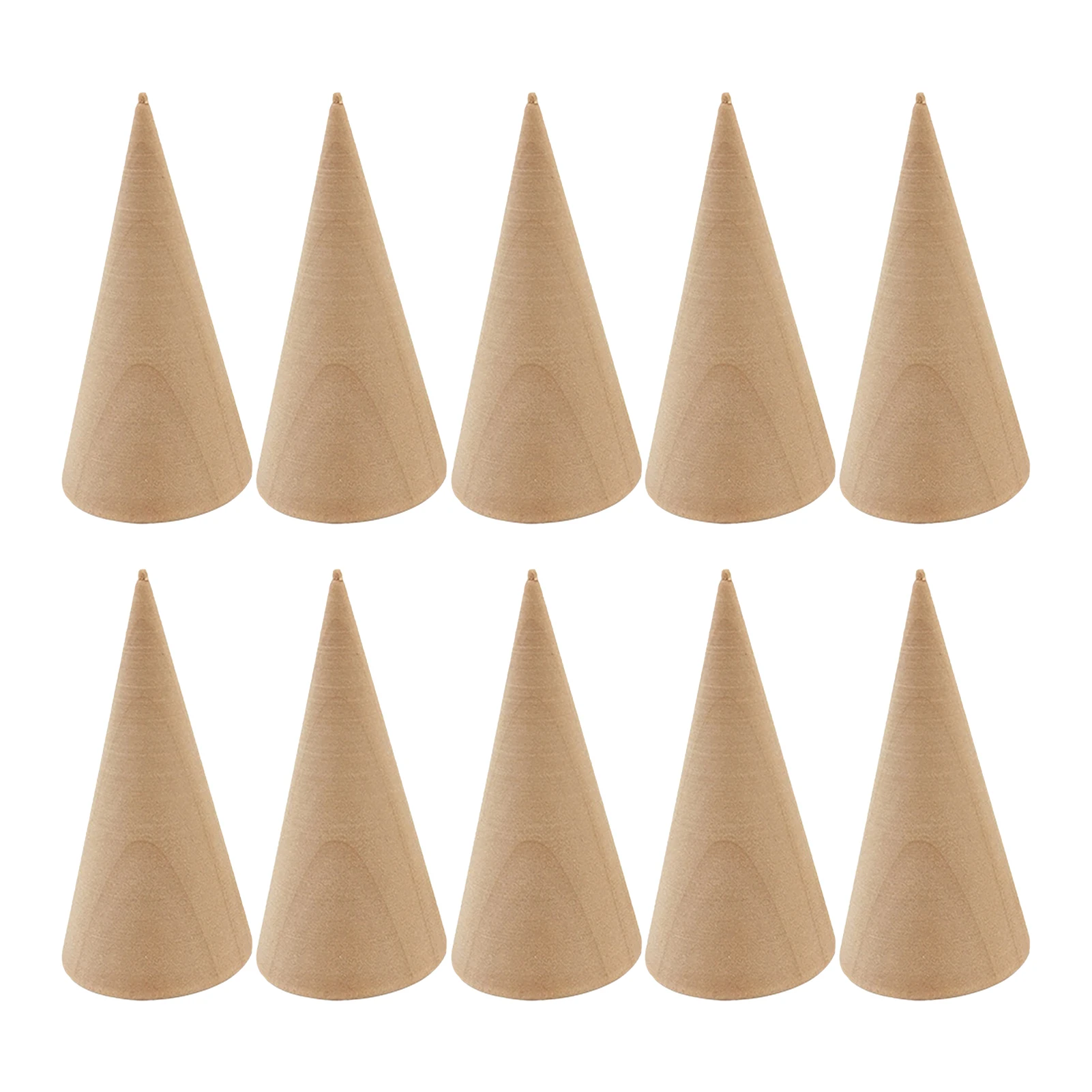 

10pcs Solid Wooden Cone Ring Holder Jewelry Display Stand Organizer Storage Rack Showcase For Exhibit Bearable