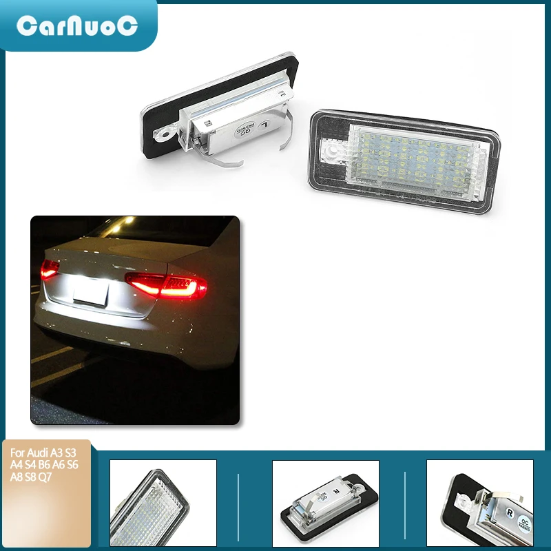 2 шт. 3528 SMD 6000K 24 светодиода Освещение номерного знака для Audi A3 S3 8P A4 B6 B7 A8/S8 8E 8H RS4