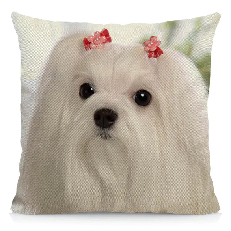 Cushion Cover 45x45cm Maltese Pillow Case Dog Pattern Decorative Pillows Sofa Car Chair Decor DWG047 |