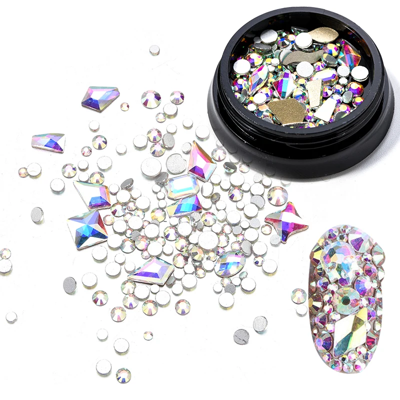 3 Цвет Алмаз Flatback Стразы Блеск Стекло дизайн ногтей s нижней части корпуса с