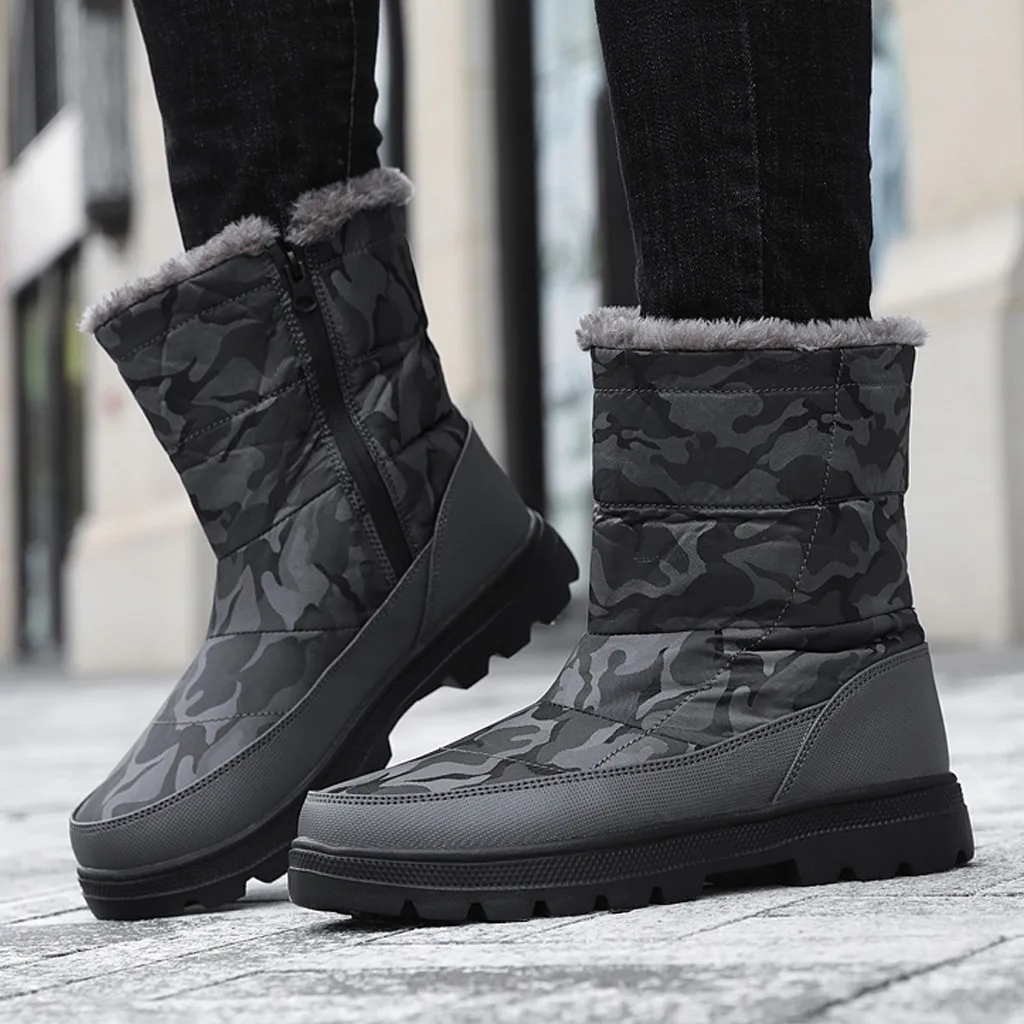 Fashion Men's Plus Velvet Warm boots men Camouflage Shoes Short Plush Snow Boots Waterproof Durable Outsole Cotton | Обувь