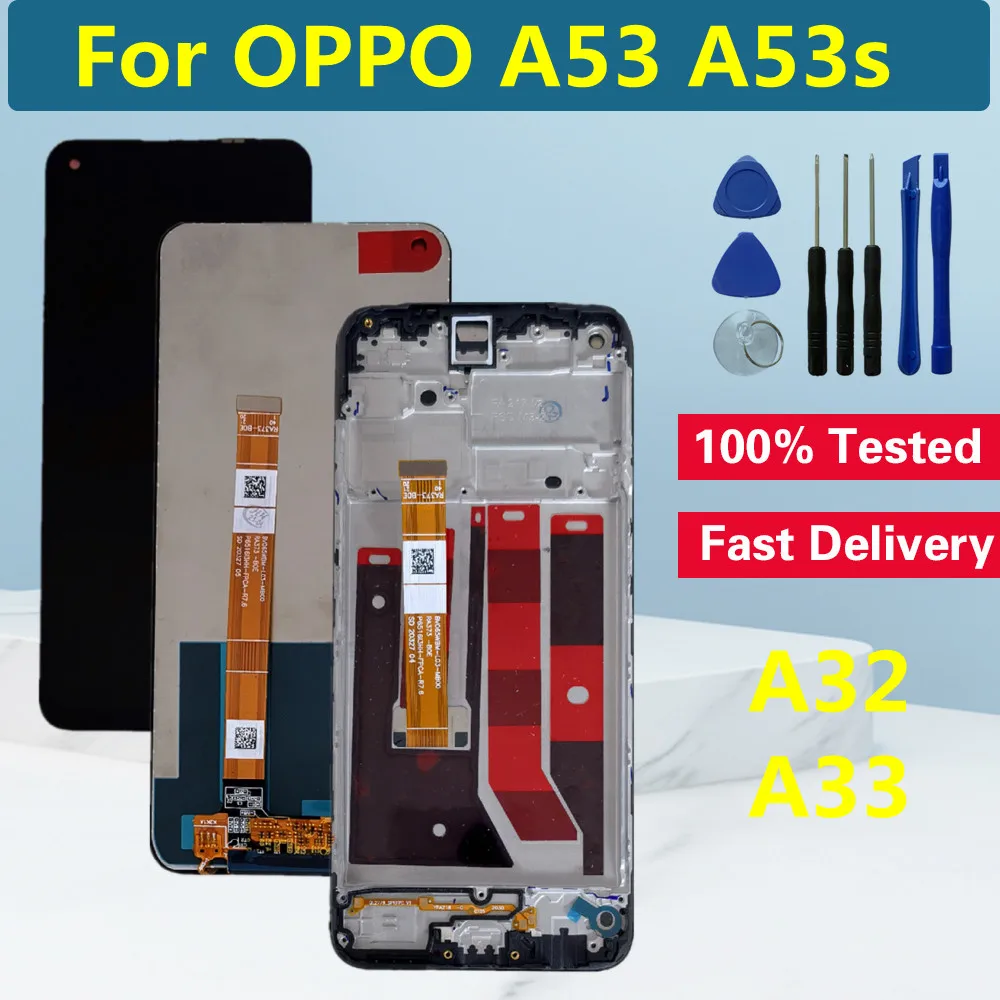 Pantalla LCD de 6,5 "probada para OPPO A53s A53 4G, digitalizador de Panel t&aacute;ctil para OPPO A53 2020 4G A53s, reemplazo de pantalla LCD A53s-0