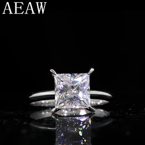 Женское Обручальное кольцо, обручальное кольцо с огранкой принцессы из чистого золота 3,0 карат 8 мм, 14 к, 585 пробы, сертифицированный Муассанит