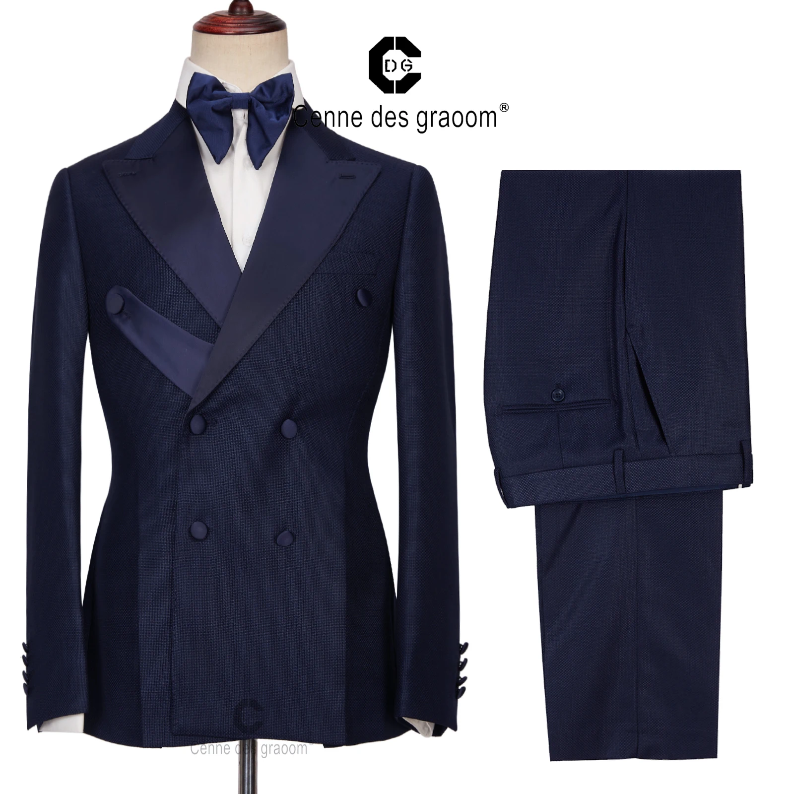 Cenne Des Graoom New Men Suits Tailor-Made Tuxedo Double Breasted Blazers Pants For Party Singer Groom  Wedding Male Prom A-963