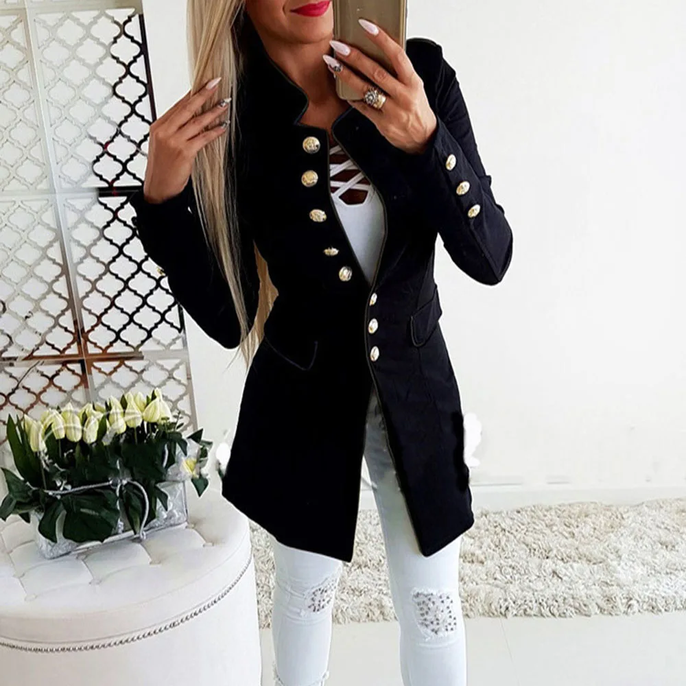 Женский Однобортный блейзер с длинным рукавом осенне-зимняя верхняя одежда |