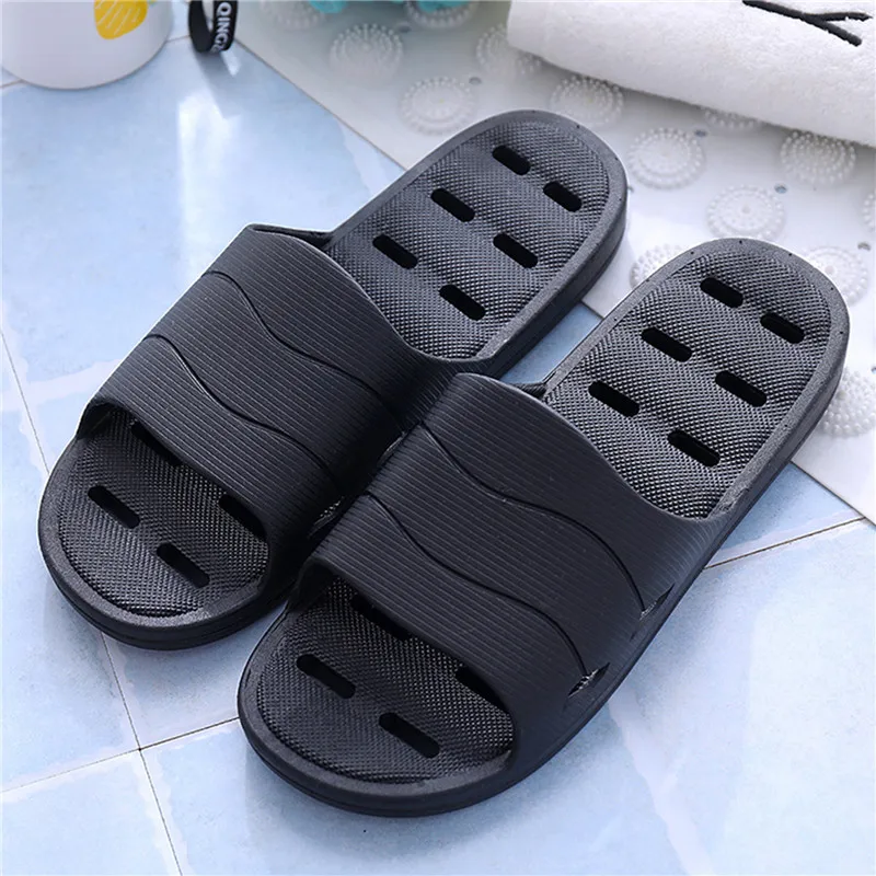 

Woman Man Shower Room Slipper Non-Slip Hotel Soft Thick Bottom Cool Slippers Flip Flops Summer Drying Bathroom Hole Beach Shoes