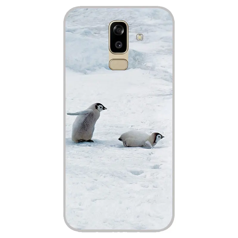 cute Penguin Matte Silicone Case For Samsung galaxy J2 pro J3 J4 J6 J7 J8 A5 A7 A9 A8 A6 Plus 2018 TPU Phone Cover |