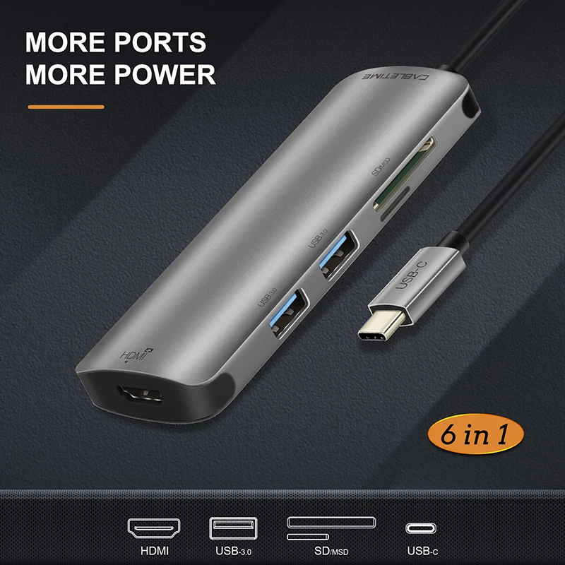Кабель USB C концентратор HDMI 4K type-C USB 3,0 SD и Micro SD кард-ридер 5 в 1 USB-C зарядка для Galaxy S9/S8 ПК MacBook Pro N130
