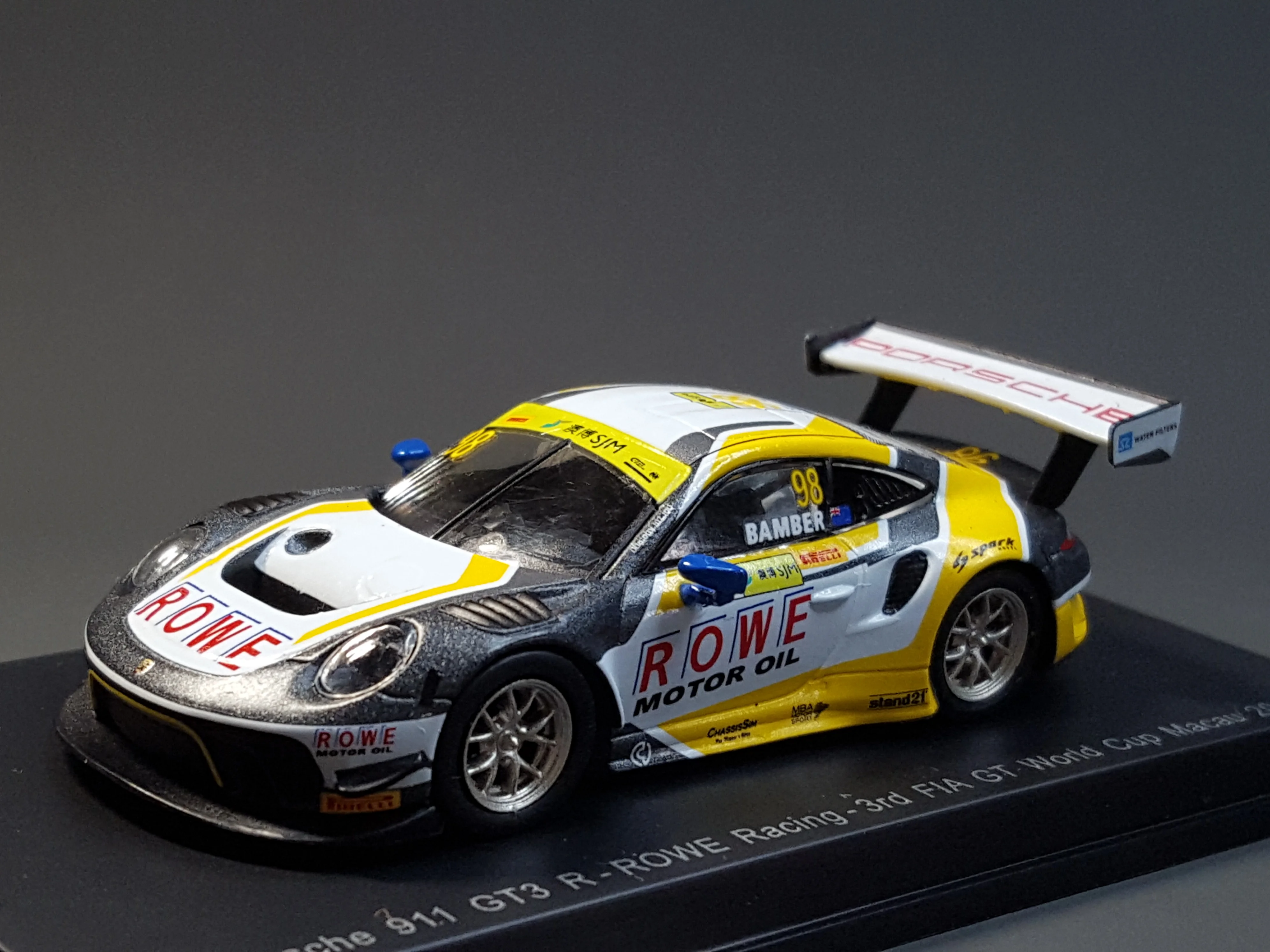 Sparky 1/64 911 GT3 R #98 Rowe Racing 3rd FIA GT Кубок мира Макао 2019 лимитированная коллекция