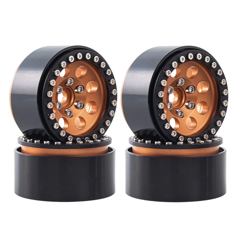 

4PCS 1.9 Metal Beadlock 8 Round Hole Wheel Hub Rim for 1/10 RC Crawler Axial SCX10 90046 AXI03007 Traxxas TRX4 D90