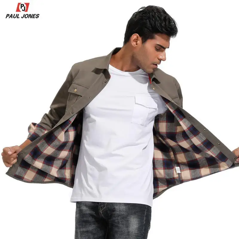 Мужская рубашка с длинным рукавом PAUL JONES прочная рабочая фланелевой подкладкой и