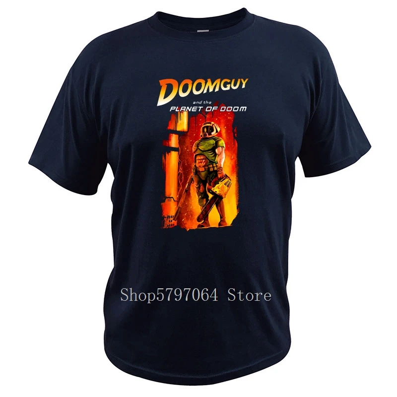 Видеоигра Doomguy и Planet Of Doom пародийная цифровая футболка с принтом Индиана Джонс The