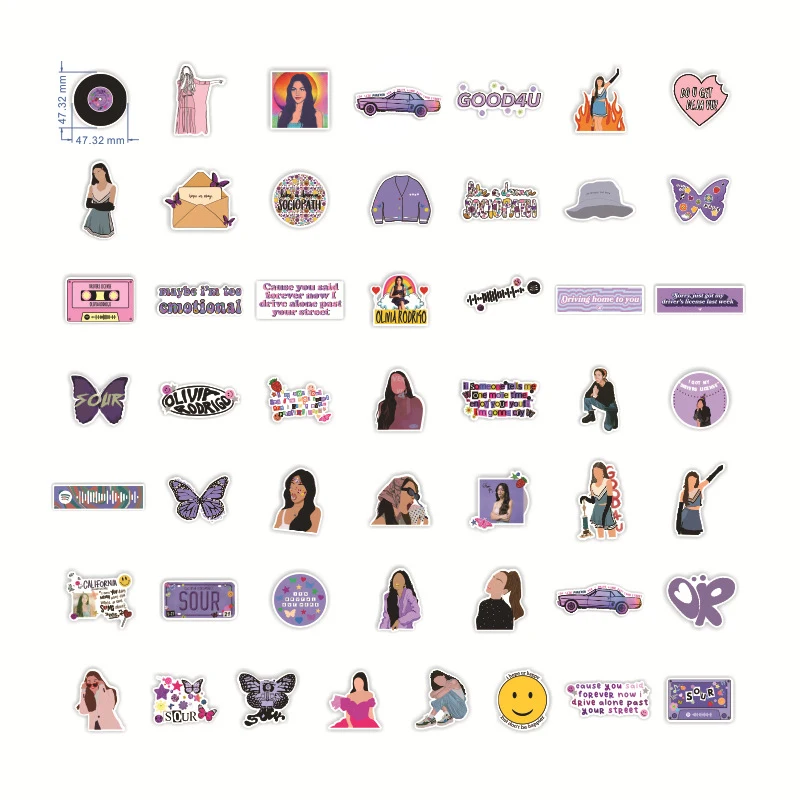 103050pcs hot singer olivia rodrigo sour stickers aesthetic laptop car guitar graffiti cool waterproof sticker for kids toy free global shipping
