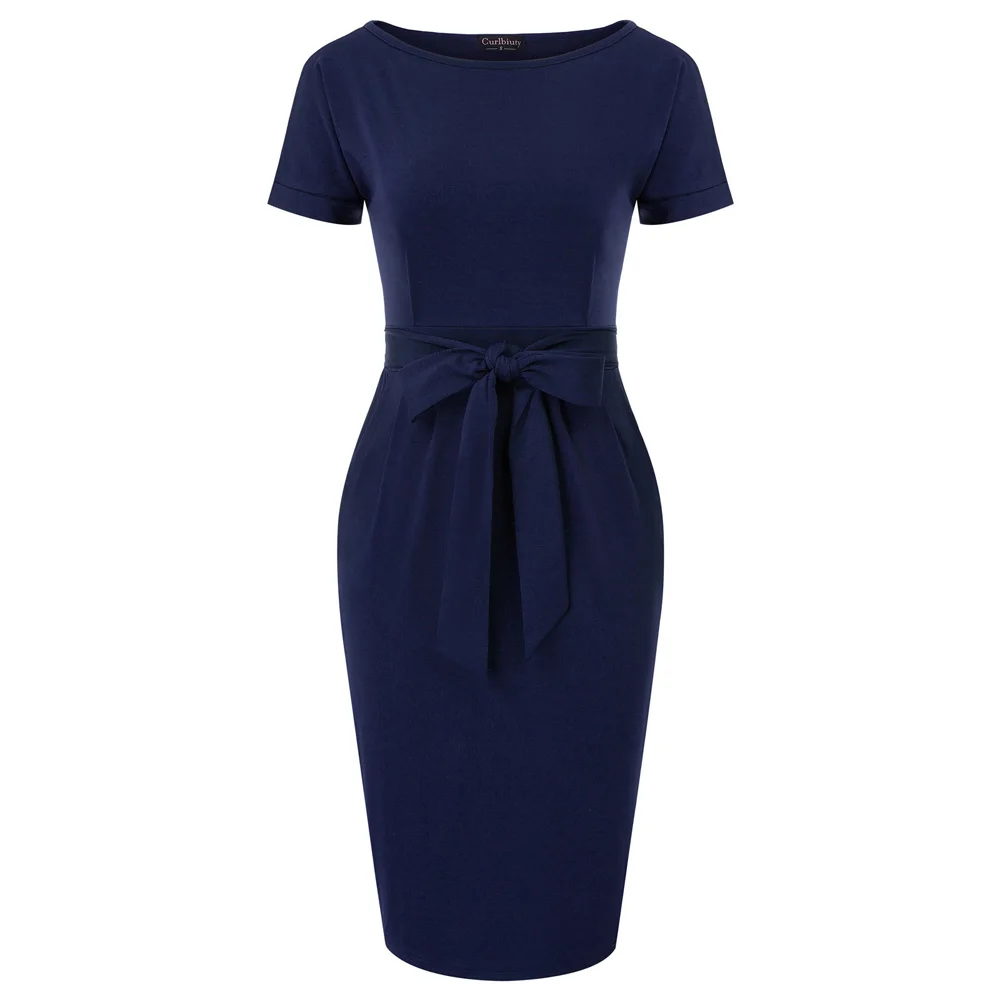 Navy Blue Grace Karin женское элегантное тонкое Формальное Деловое платье без рукавов Pnecil Платья офисные женские Одежда для работы облегающее платье Летнее - Цвет: Navy Blue