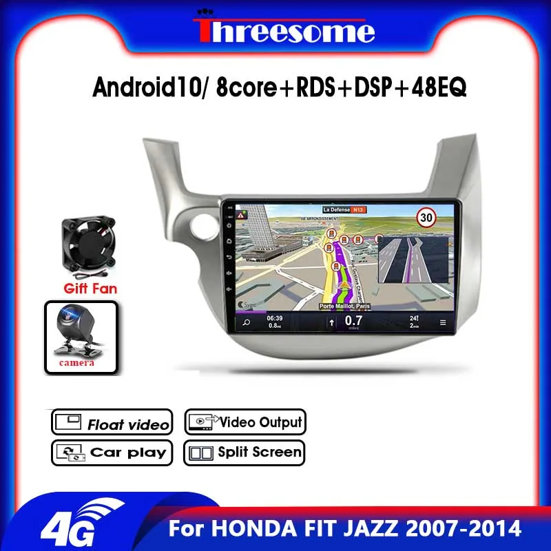 

Автомобильная магнитола на Android 10, 8 ядер, 2 Din, для HONDA FIT JAZZ 2007-2014, мультимедийный видеоплеер, зеркальное соединение, Раздельный экран